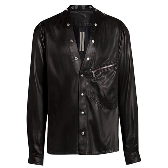Rick Owens Other - Rick Owens Performa FW20 Larry Faux Leather Shiny Shirt Black IT 54 XL Shacket